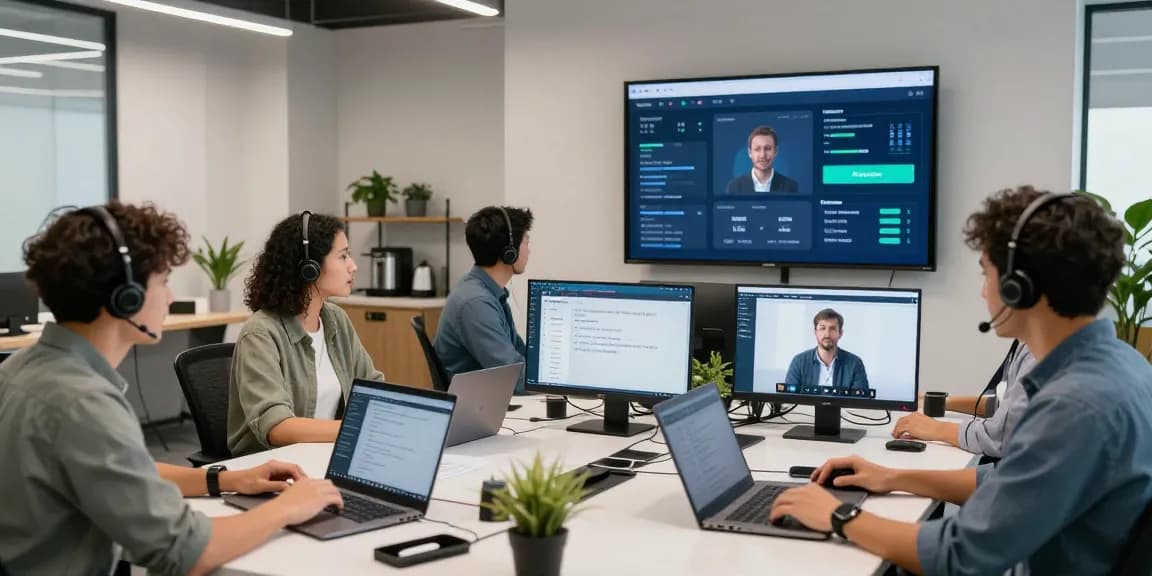 Interactive tech support team providing Telus-Technical-Support in a modern office environment.