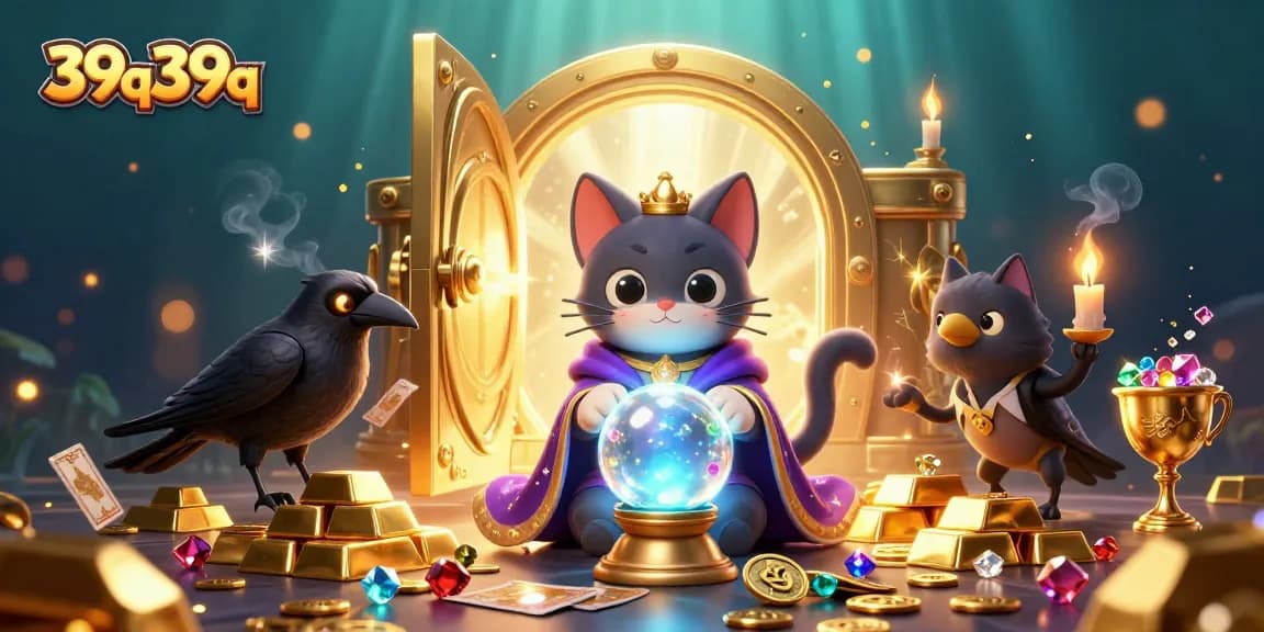 39q39q captures excitement with a colorful casino scene featuring mystic characters and treasure