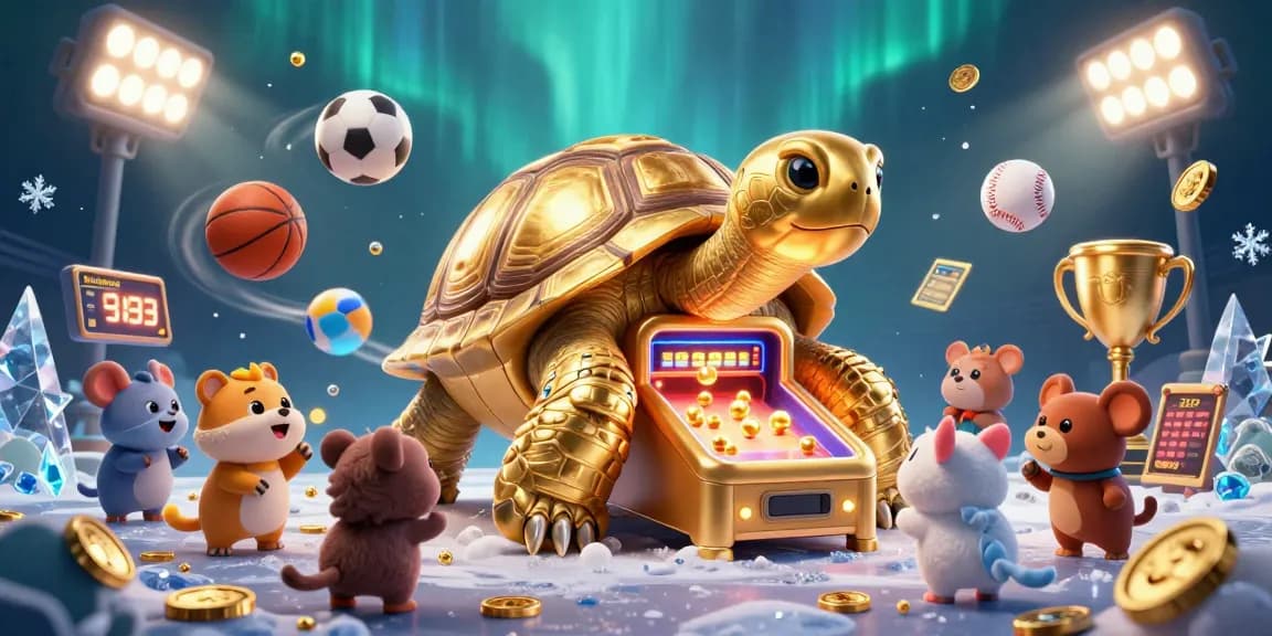 Join the excitement at bolatotoe with animated golden tortoise and lively sports elements.