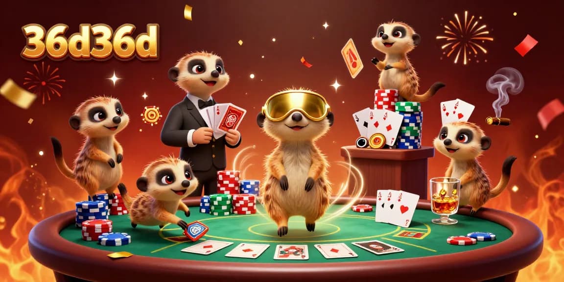 Engage in thrilling gaming action with 36d36d's lively meerkat casino scene.