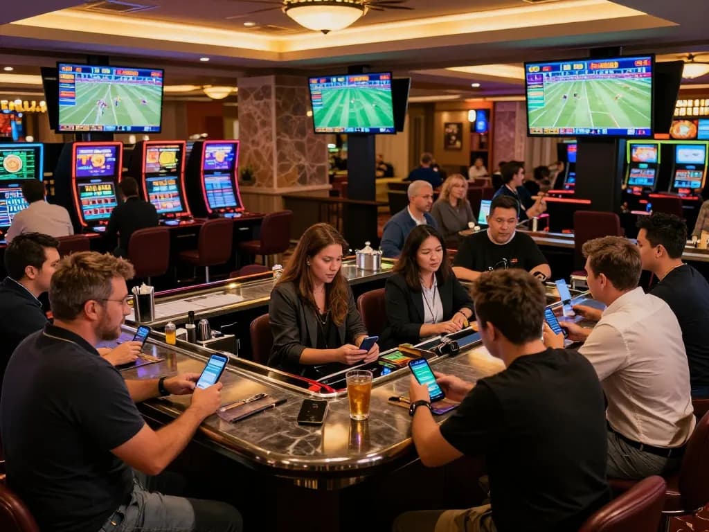 Experience the thrill of thể thao mb66 as bettors engage in strategic sports wagering at a high-end casino.