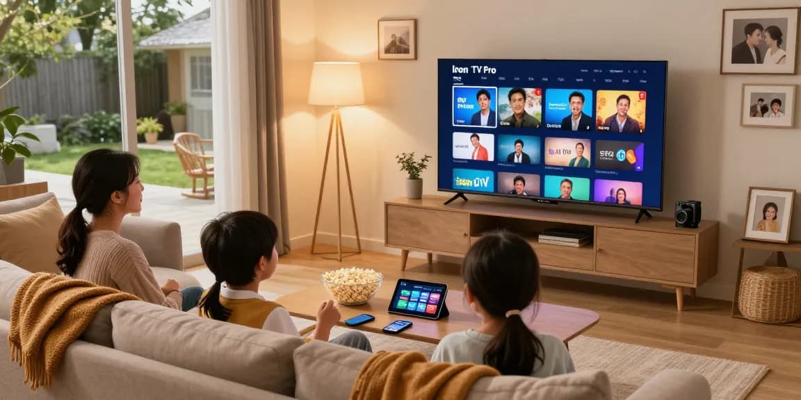Profitez de l'expérience de streaming Iron TV Pro en famille sur un téléviseur moderne.