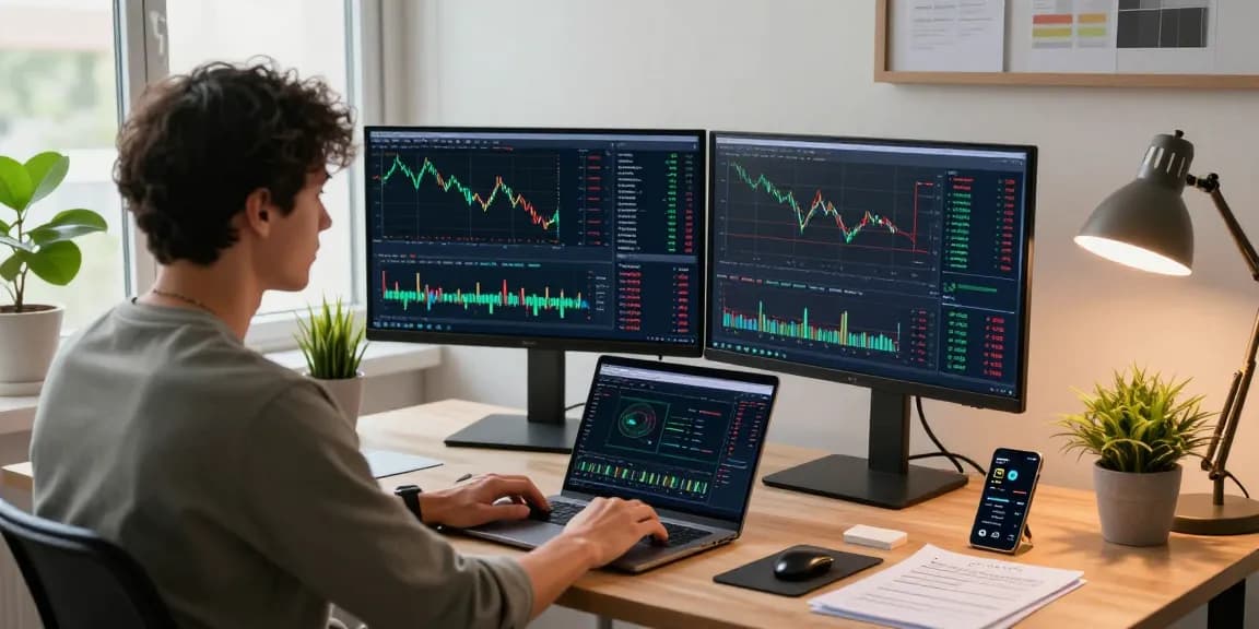 Beginner cloud mining platform showcased in a professional crypto trading workspace with advanced technology and analytical tools.