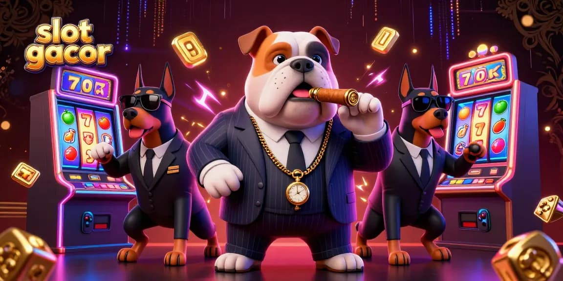 Engage with slot gacor strategies through vibrant 3D mafia-themed casino illustration filled with action.
