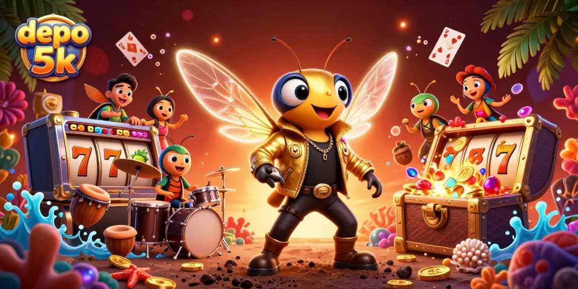 Experience thrilling wins at depo 5k with vibrant slot symbols and electrifying characters.