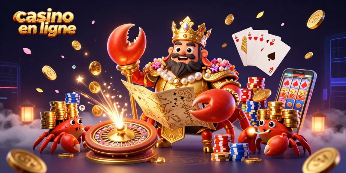 Profitez de jeux captivants sur le casino en ligne avec le crabe empereur ailé et des ressources scintillantes.