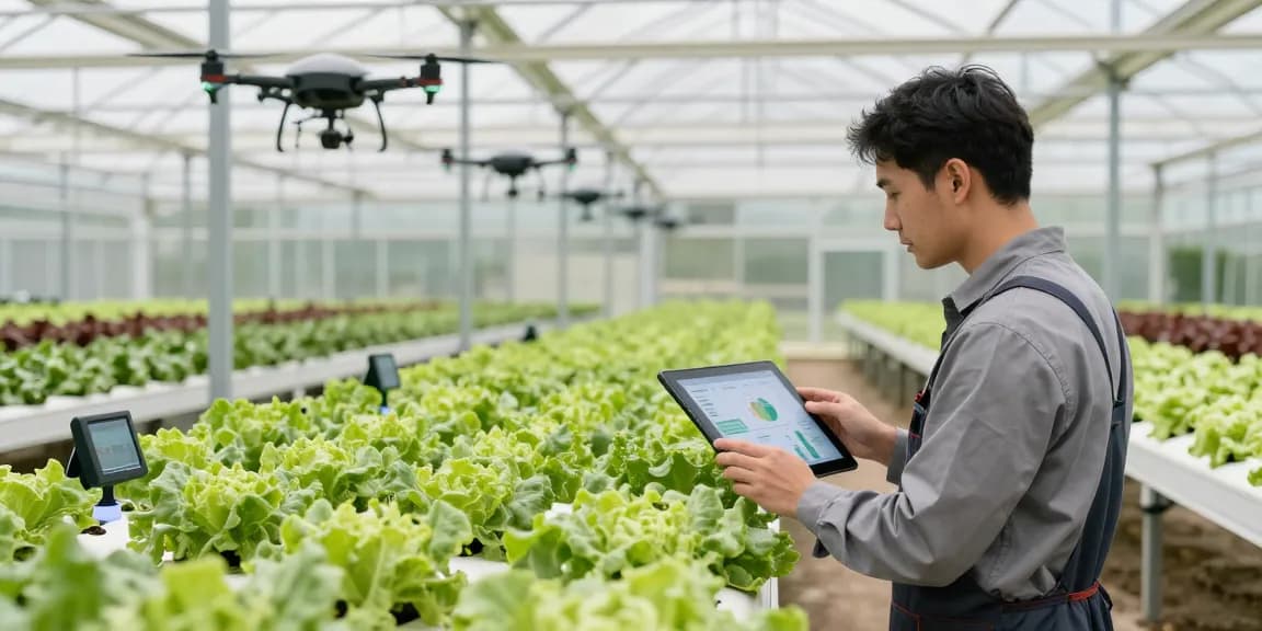 Prediksi 7meter in an advanced agritech greenhouse, showcasing innovative farming practices and data analytics.