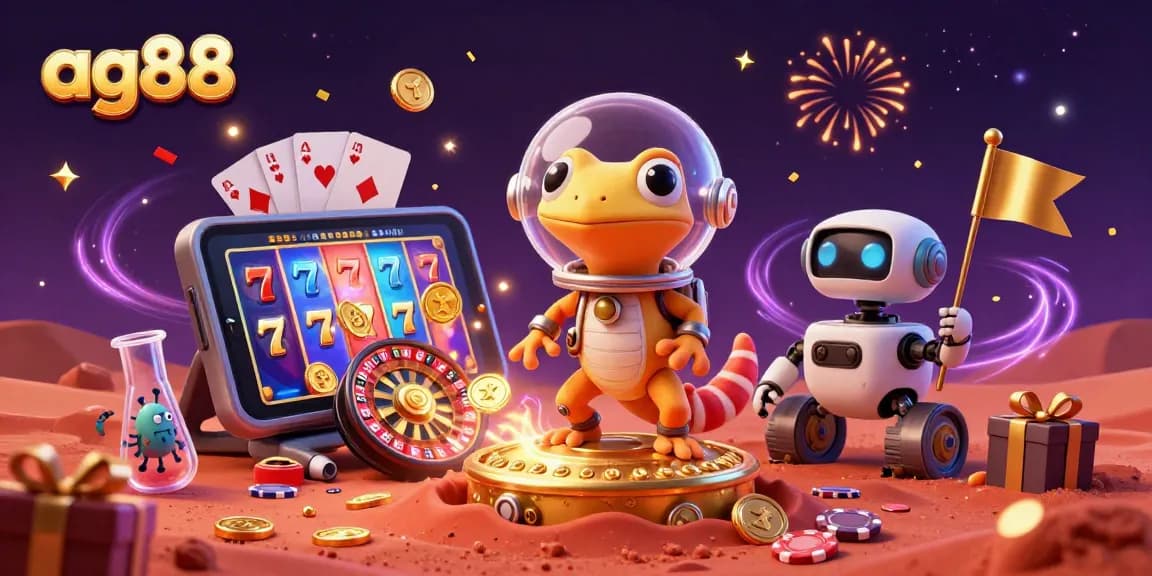 Engage with the exciting ag88 golden casino adventure led by a Martian gecko and robot buddy.