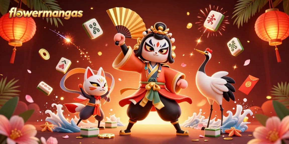 Engage with flowermangas’ entertainment showcasing vibrant gaming elements and a captivating fantasy scene.
