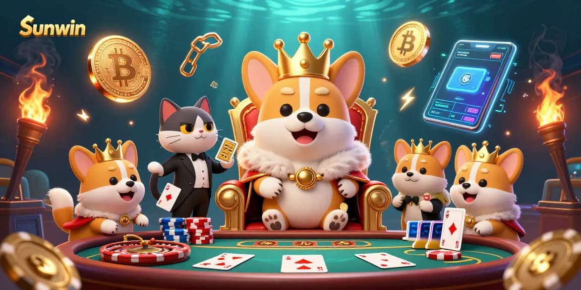 Experience thrilling moments at Sunwin with vibrant casino elements and royal characters.