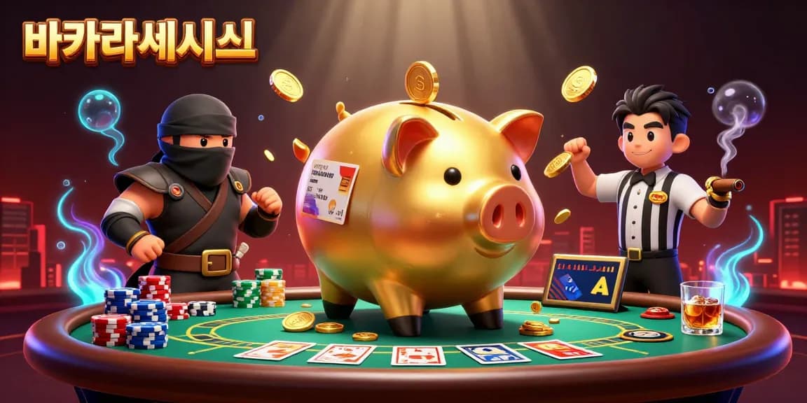 카지노사이트에서 바카라사이트로 플레이하는 황금 복 piggy 뱅크와 승부하는 장면