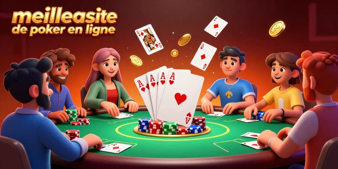 jouez au meilleur site de poker en ligne avec des cartes et des jetons colorés autour d'une table vibrante.