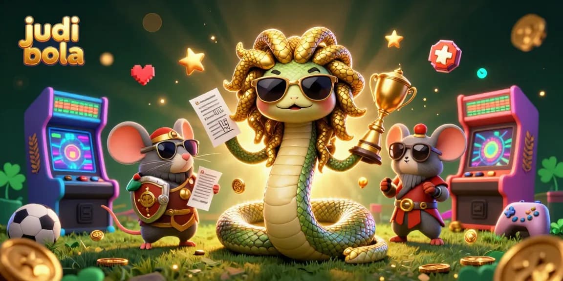 Engage in judi bola action with a vibrant 3D illustration showcasing sports characters and gaming excitement.