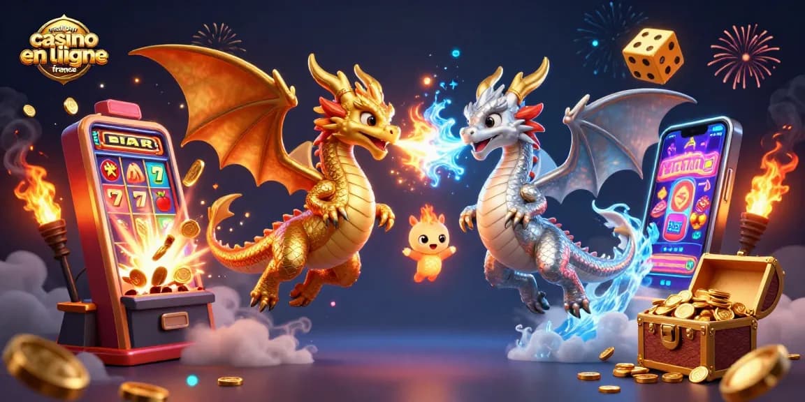 Visualisez le meilleur casino en ligne France avec des dragons 3D et des machines à sous.