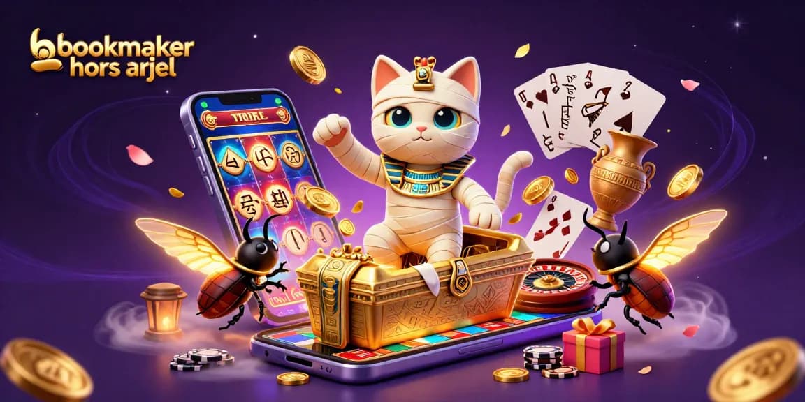 Plongez dans l'univers captivant du bookmaker hors ARJEL avec une illustration 3D riche en détails.