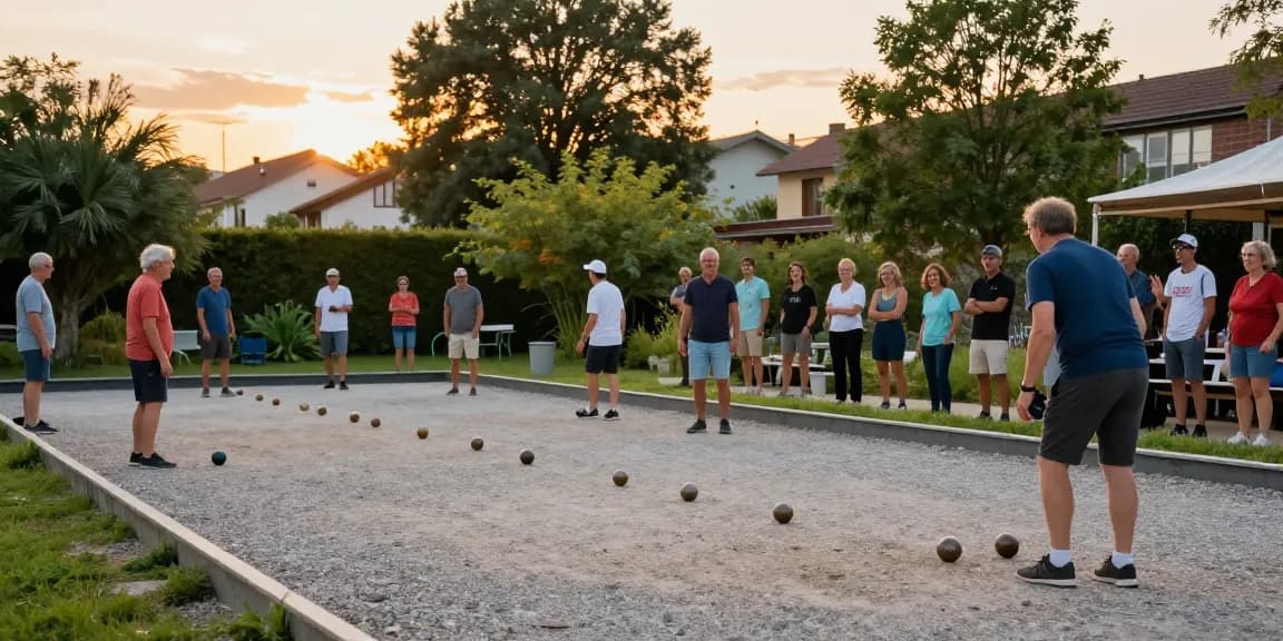 Aktivitas bermain petanque di fopikotapalopo.org dengan suasana sore yang hangat.