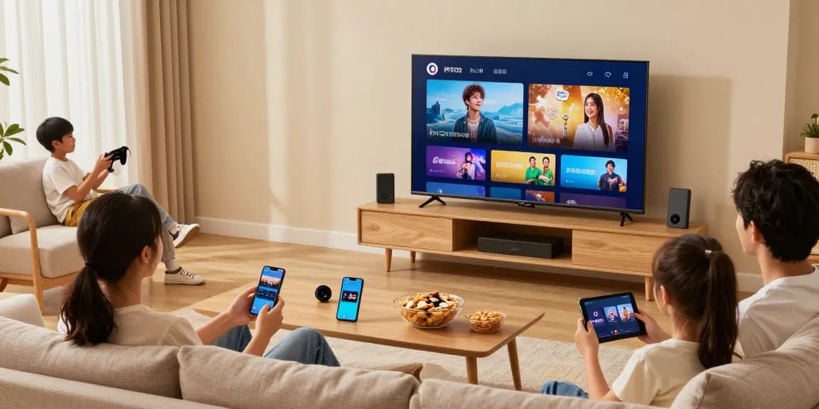 Regardez des chaînes en direct avec un abonnement IPTV dans une ambiance familiale confortable.