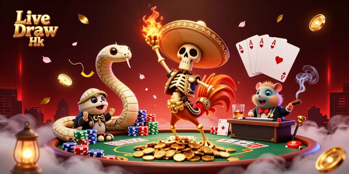 Experience the thrill of betting with Live Draw Hk in this vibrant 3D casino scene.