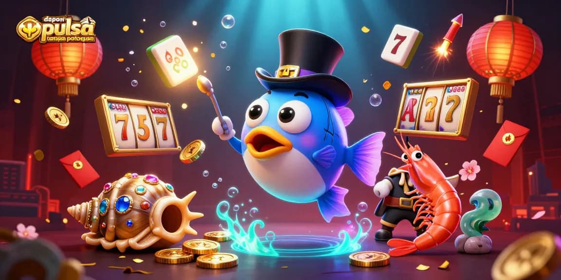 Spin and win with deposit pulsa tanpa potongan, featuring vibrant characters amidst dynamic game elements.