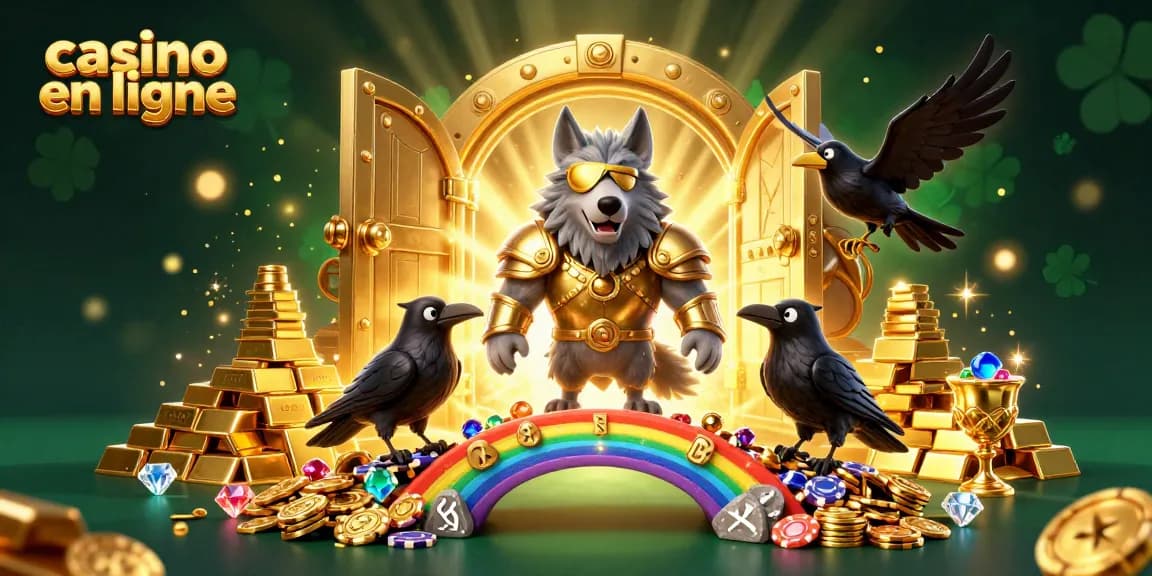 Profitez des jeux au casino en ligne, avec un loup d'Odin et ses compagnes gemmes scintillantes.