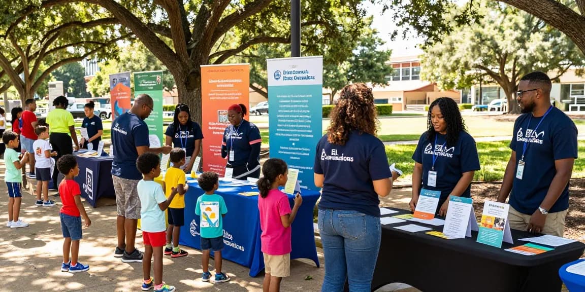 Elite Generations team engaging with community at Dallas park outreach event.