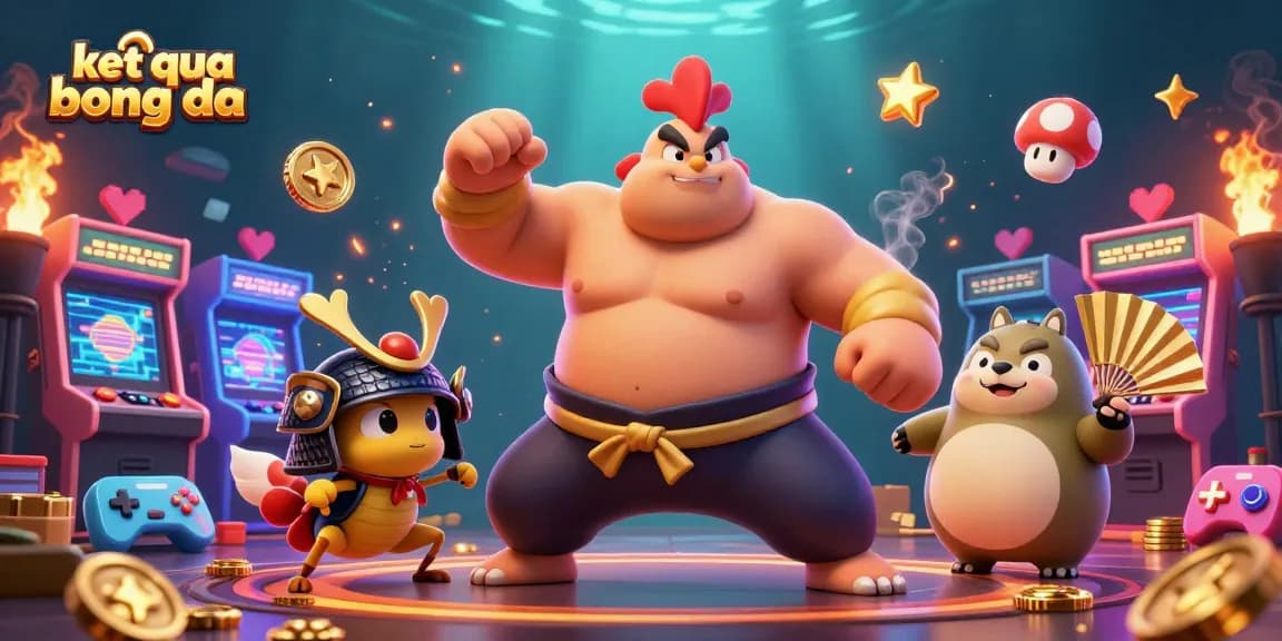Engage with ket qua bong da as the dynamic sumo rooster and samurai cricket surround colorful gambling elements.