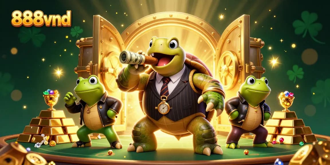 Experience the thrill at 888vnd casino with a dynamic scene featuring a mobster turtle and his enforcers.