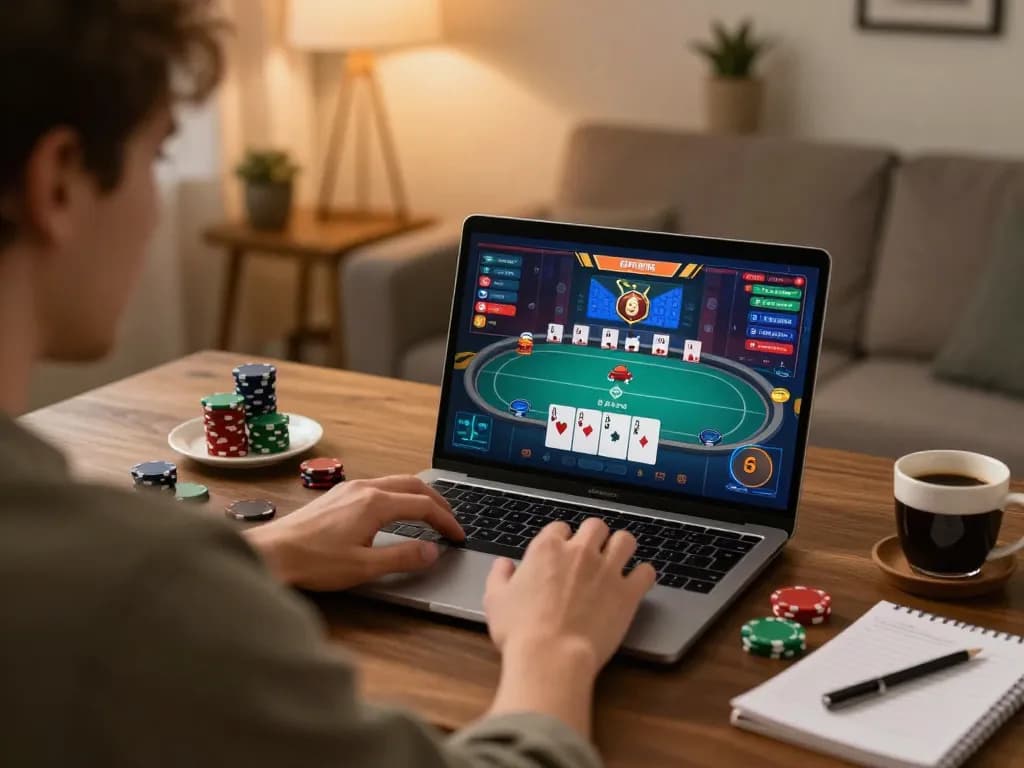 Engaging online poker gameplay session on tg88 platform with warm home ambiance