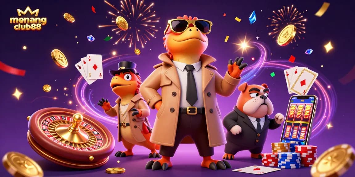 Experience the thrill of menangclub88 while watching three raptors in a trench coat enter a VIP casino.
