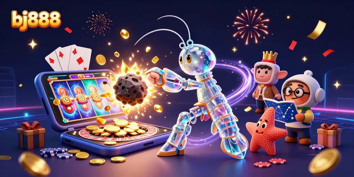 Join the fun at bj888 while the galactic mantis shrimp wins coins in this thrilling casino scene!