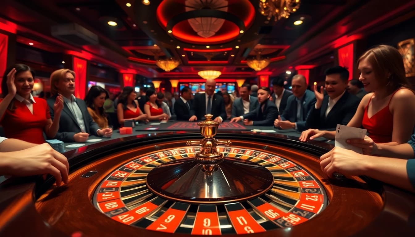 bbni4d berfungsi sebagai pusat kesenangan di meja roulette kasino yang megah.