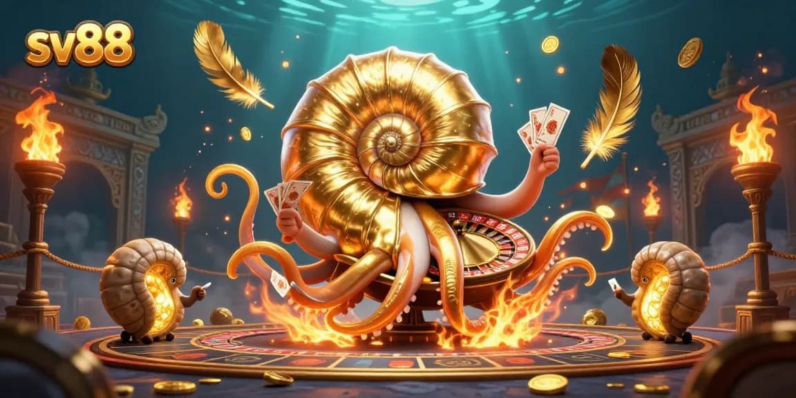 Experience the excitement of sv88 with ancient giant nautilus as a roulette wheel and glowing ammonites.