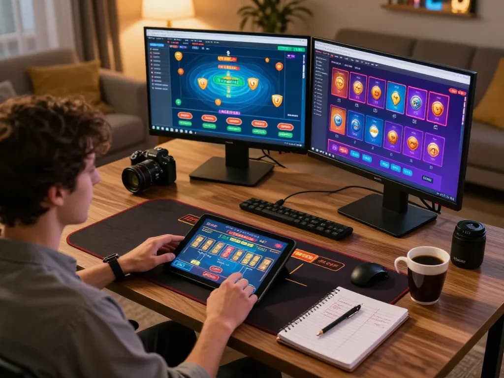 Engaging live dealer gameplay on 888vnd tablet with warm ambiance and strategy notes