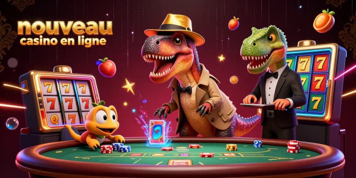 Animez votre expérience avec un nouveau casino en ligne ludique et innovant, illustré par un velociraptor mystérieux.