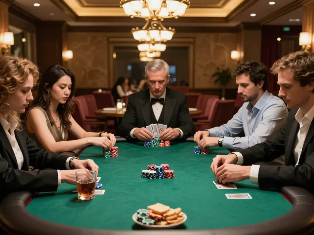 Players engaging in an intense poker match at 789club, showcasing the thrill of high-stakes gambling.