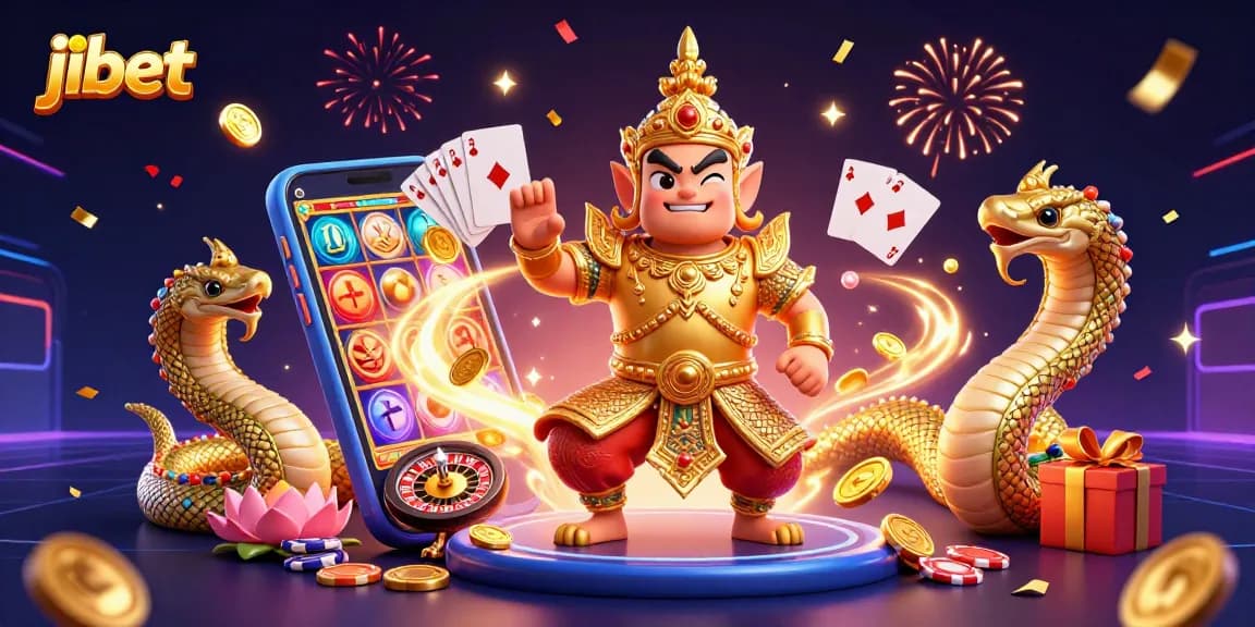 Experience the exciting jibet action with a vibrant casino scene, featuring interactive gaming elements.