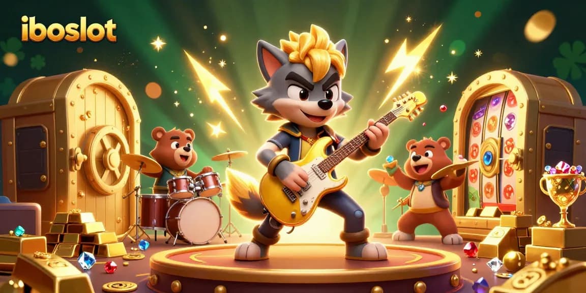 Engage with iboslot's vibrant slot action featuring cartoon characters amidst gold and jewels.
