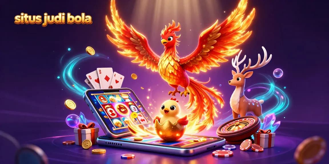Experience the thrilling world of situs judi bola with vibrant gaming elements and mythical creatures.