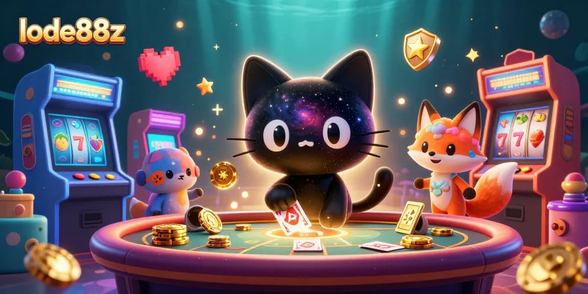 Engage with lode88z at a cosmic casino filled with vibrant characters and gaming elements.