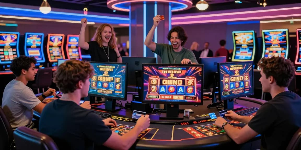 Players enjoying vibrant online games at casinos that accept credit card payments, highlighting excitement and accessibility.