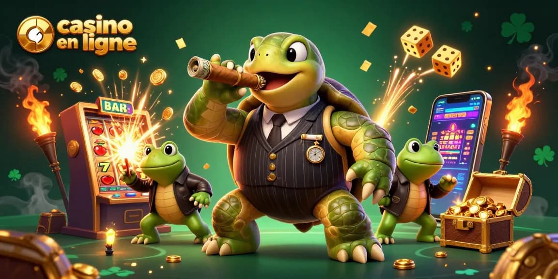 Découvrez le casino en ligne à travers une scène immersive avec des personnages captivants et des éléments de jeu dynamiques.
