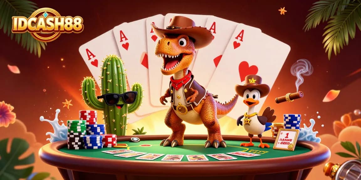 Experience thrilling gameplay at IDCASH88, featuring dynamic poker action with vibrant characters.
