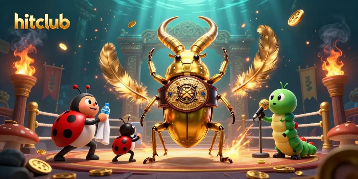 Experience the thrill of hitclub casino with dynamic golden beetle and colorful characters in a thrilling betting arena.