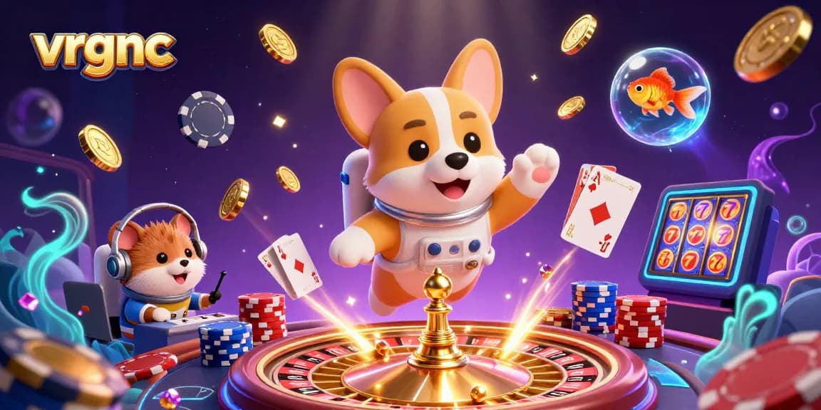 vrgnc offers a dynamic casino experience with floating characters and vibrant gaming elements
