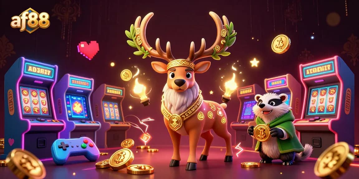 Engage with af88's thrilling online casino experience as a druid stag and badger embark on an epic gaming journey.