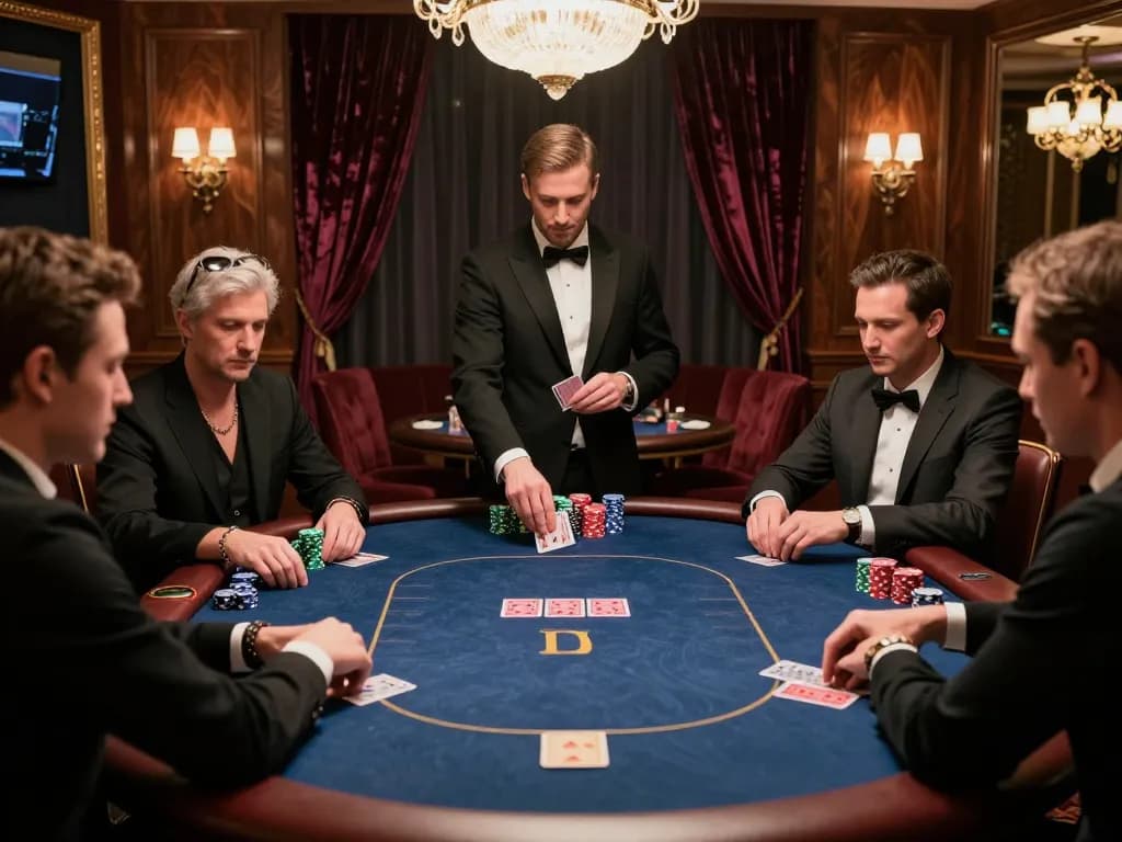 Players at a high-stakes poker game at Sunwin, showcasing chips and intense gameplay.