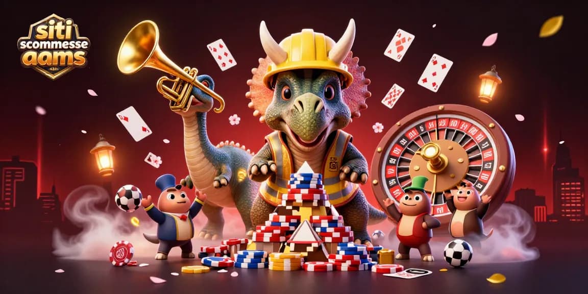 Scopri i migliori siti scommesse non AAMS con personaggi che festeggiano e giochi di carte.