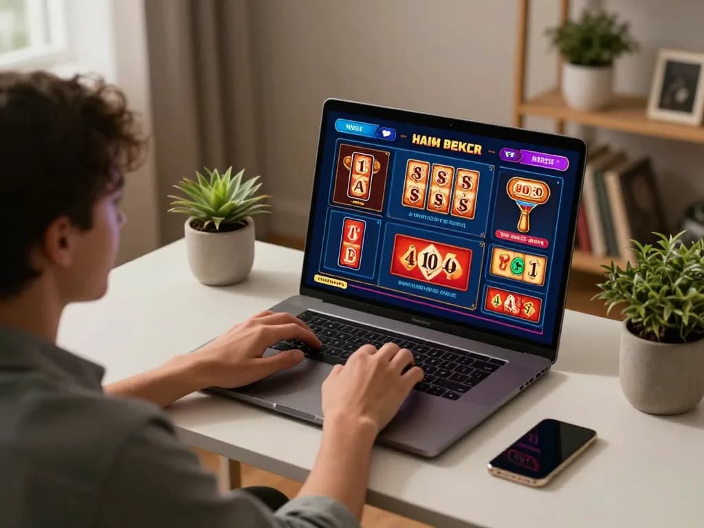 A player engaged in online gaming at home using 58win, showcasing an immersive casino experience