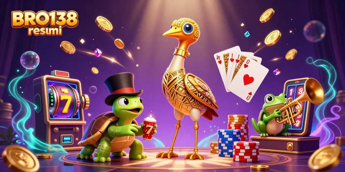 Engage with the vibrant experience of BRO138 resmi, showcasing exciting slot machine reels and dynamic casino action.