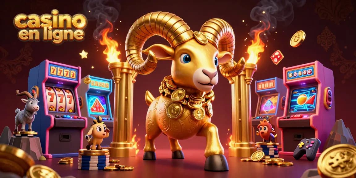 Découvrez des jeux fascinants au casino en ligne avec un bélier doré en pleine charge.